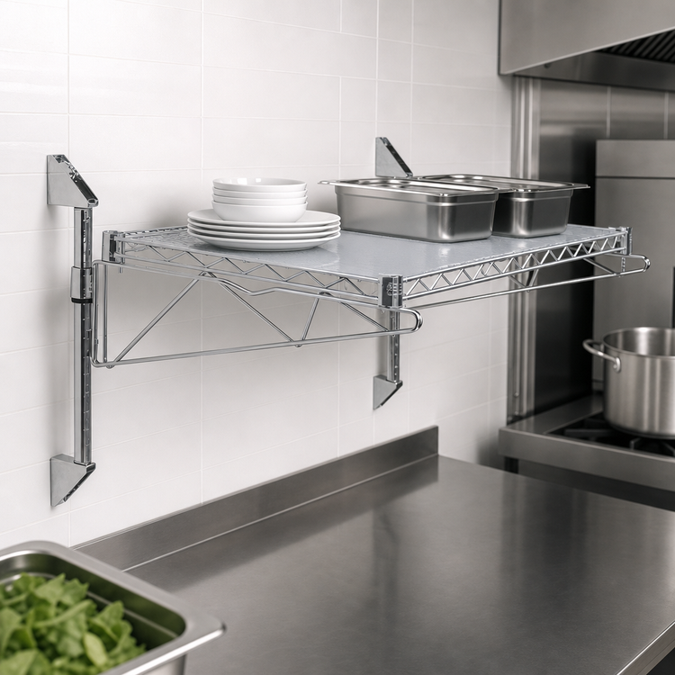 Product image #3 for Wall-Mount Cantilever Single Shelf Kit, 30 x 24 Inches, Gray Epoxy Antimicrobial Finish
