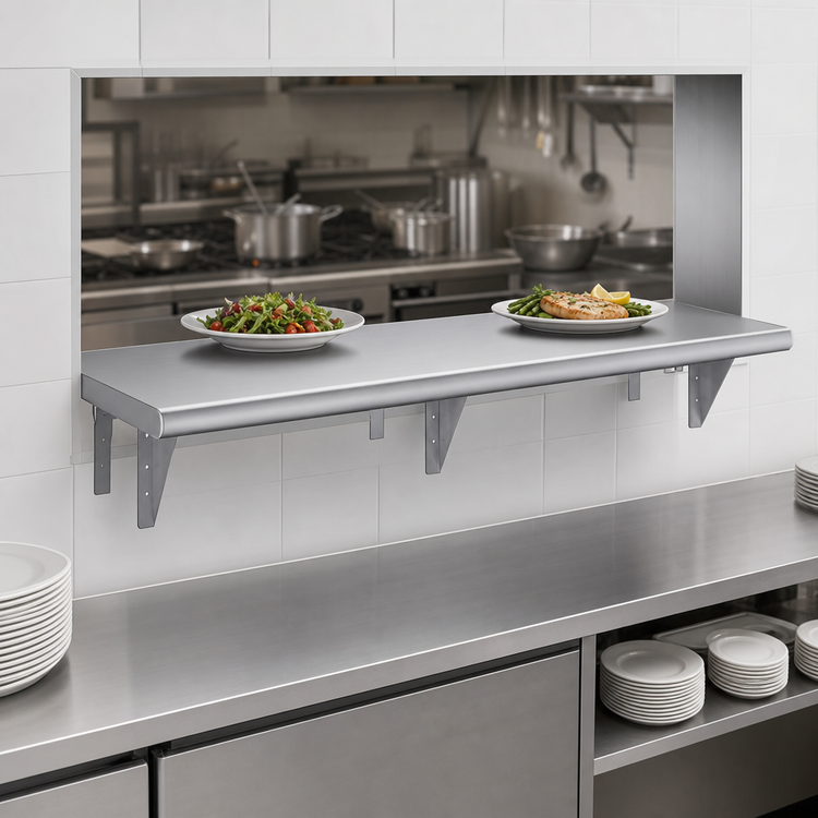 Product image #3 for Heavy Duty Single Pass-Thru Shelf, 36-Inch W x 24-Inch D, 16/304 Stainless Steel