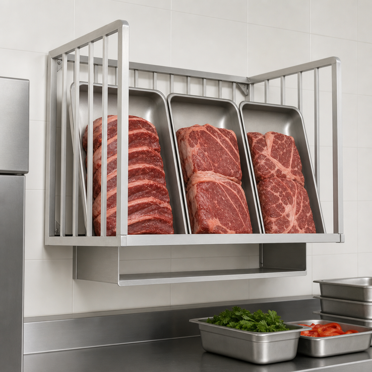 Product image #3 for John Boos Wall-Mount Aluminum Meat Boat Rack, 72 x 20 Inches