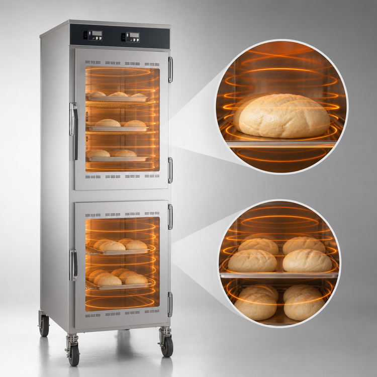 Product image #3 for Halo Heat Mobile Double-Compartment Proofing Cabinet with Window Doors