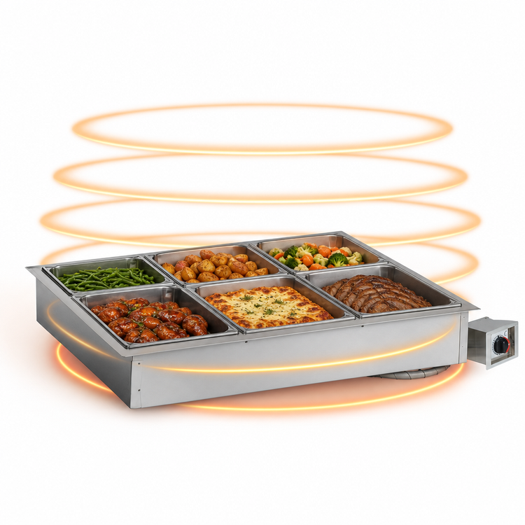 Product image #3 for Alto-Shaam Halo Heat Electric Waterless Drop-In Hot Food Well with 3 Full-Size and 3 Third-Size Pan Capacity