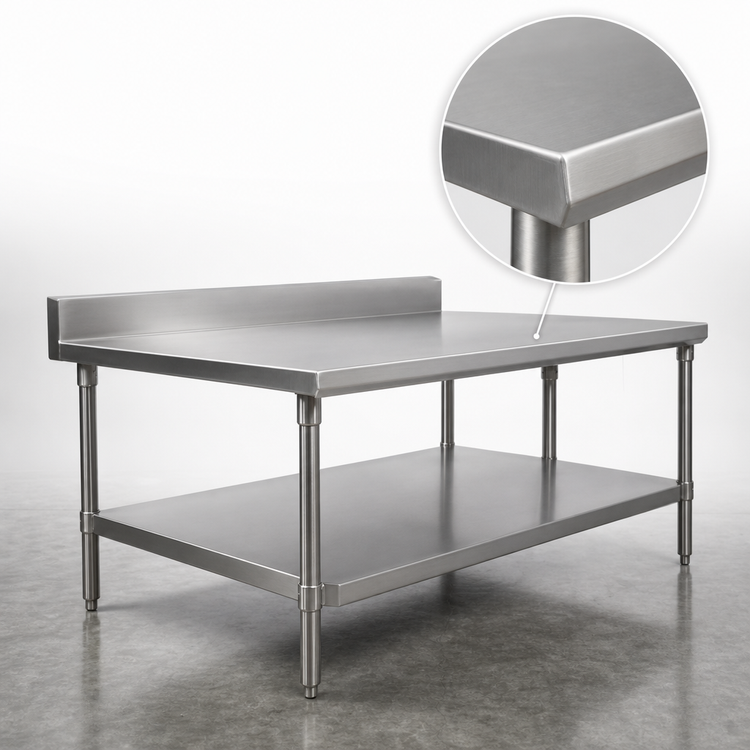 Product image #3 for John Boos Stallion 120-Inch x 36-Inch Stainless Steel Work Table with 5-Inch Backsplash and Undershelf