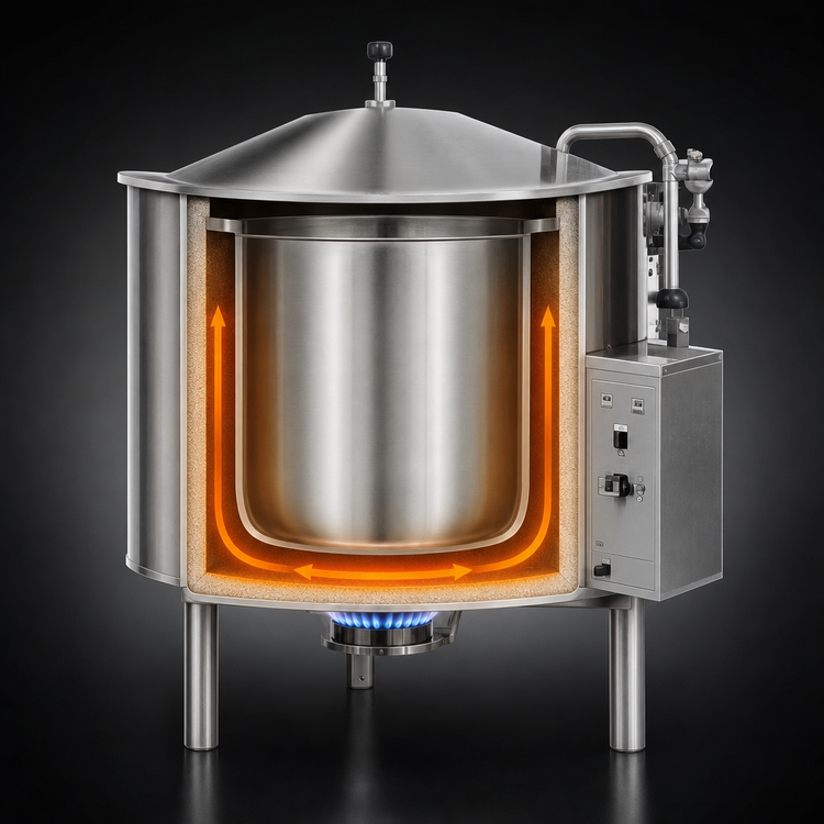 Product image #3 for Legion Low-Rim 100-Gallon Gas-Fired Self-Contained Stationary Kettle with 304 Stainless Steel Liner