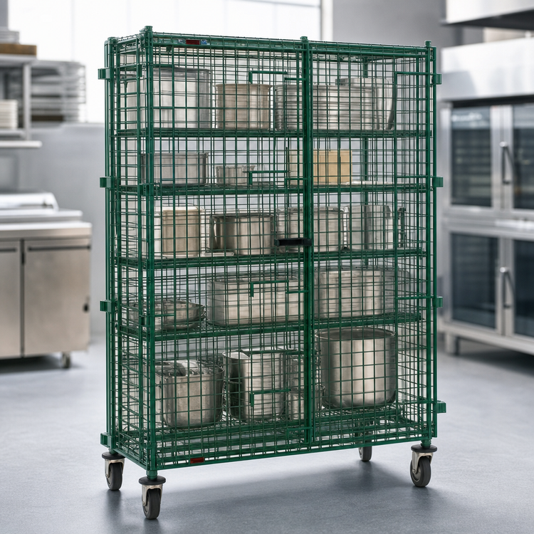 Product image #3 for EagleGard Mobile Wire Security Cage with Lockable Dual Doors and Casters, 39-1/4 in. W x 27-1/4 in. D x 69 in. H