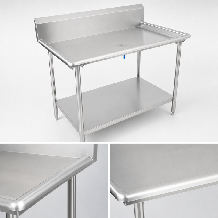 Product image #3 for John Boos Stainless Steel Sorting Table with 10-Inch Backsplash and Undershelf, 60-7/8 x 30-3/8 Inches