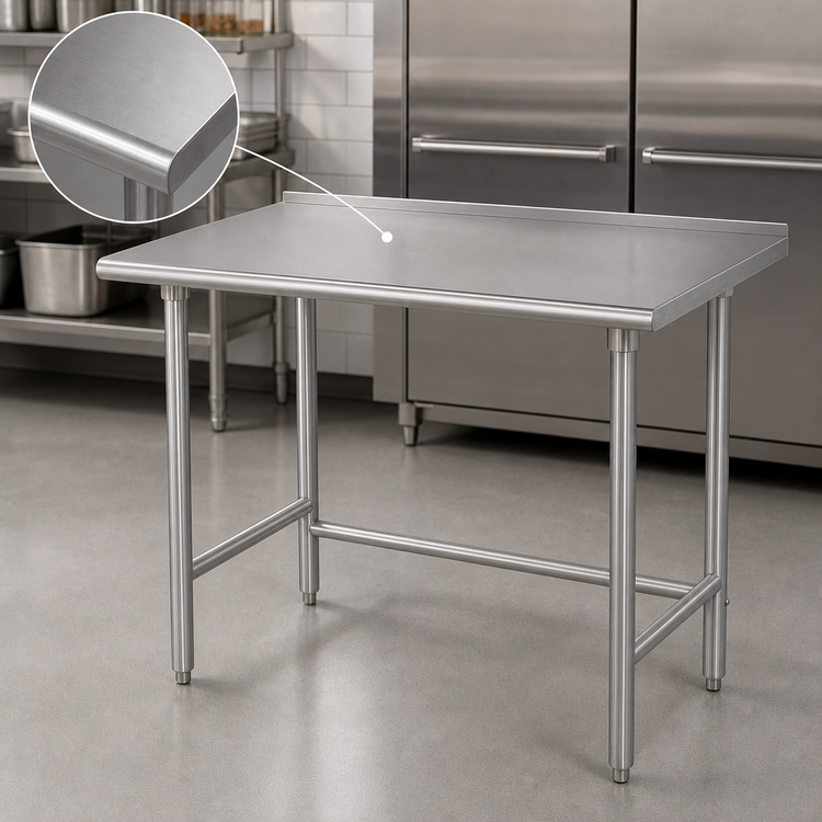 Product image #3 for Advance Tabco 30 Inch x 24 Inch 14-Gauge Stainless Steel Work Table with 1-1/2 Inch Rear Up-Turn and Open Base