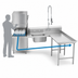 Thumbnail image #3 for Advance Tabco Standard Series Right-Hand L-Shaped Island Soil Dishtable with Pre-Rinse Sink, 119 Inch Long, 16 Gauge 304 Stainless Steel