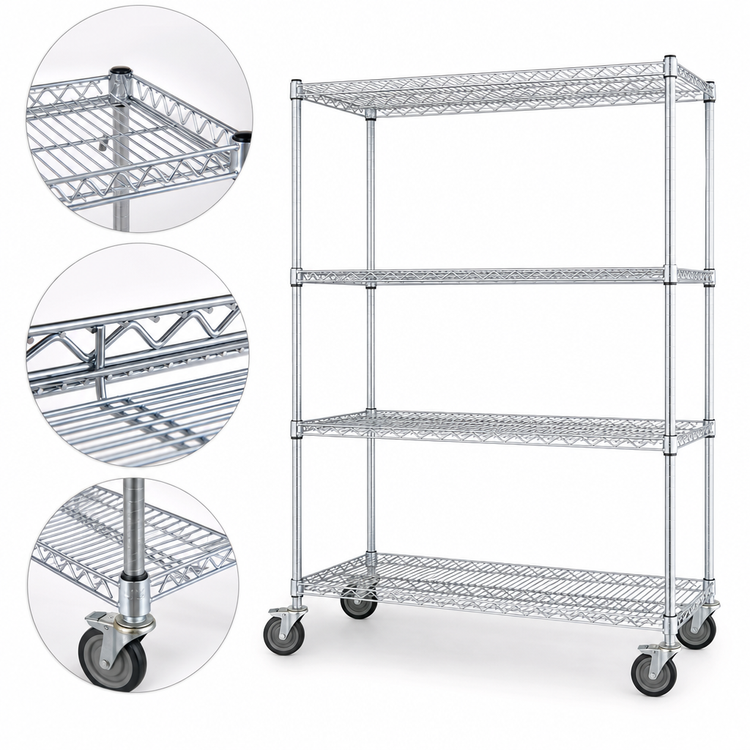 Product image #3 for EAGLEbrite 4-Tier Wire Dolly Truck, 60" x 21", Zinc Finish, Swivel/Brake Casters