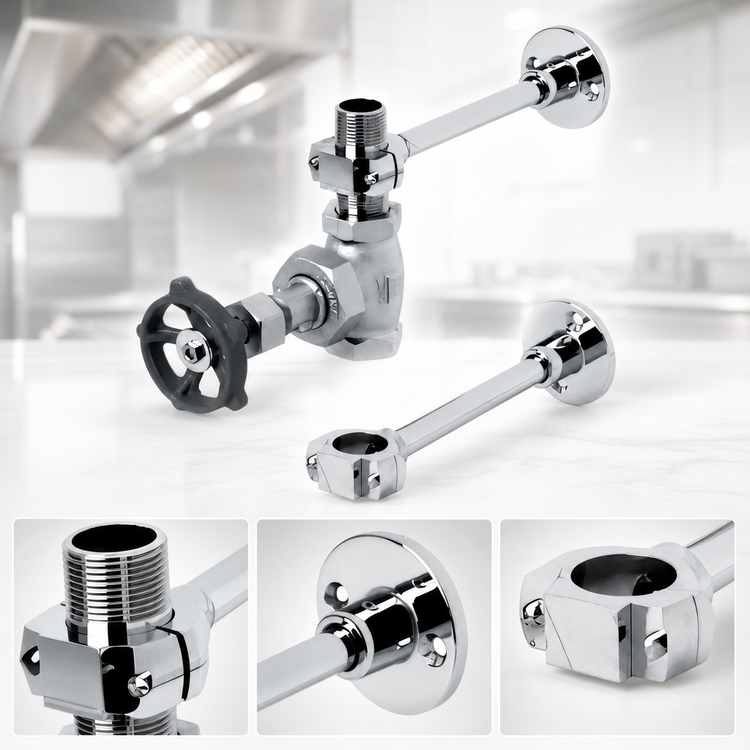 Product image #3 for T&S Brass Chrome-Plated Brass Mixing Valve Assembly, 3/4-Inch NPT