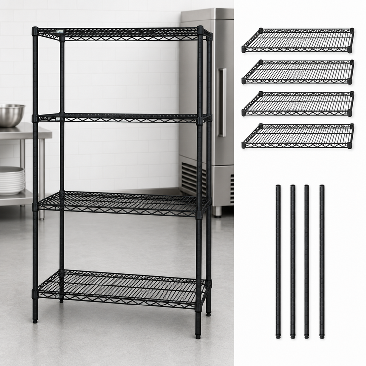 Product image #3 for Quantum 30"W x 21"D x 86"H Stationary Black Epoxy Antimicrobial Wire Shelving Starter Kit