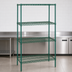 Thumbnail image #3 for Quantum Stationary Wire Shelving Starter Kit, 48W x 12D x 86H, 4 Shelves, Green Epoxy Antimicrobial Finish