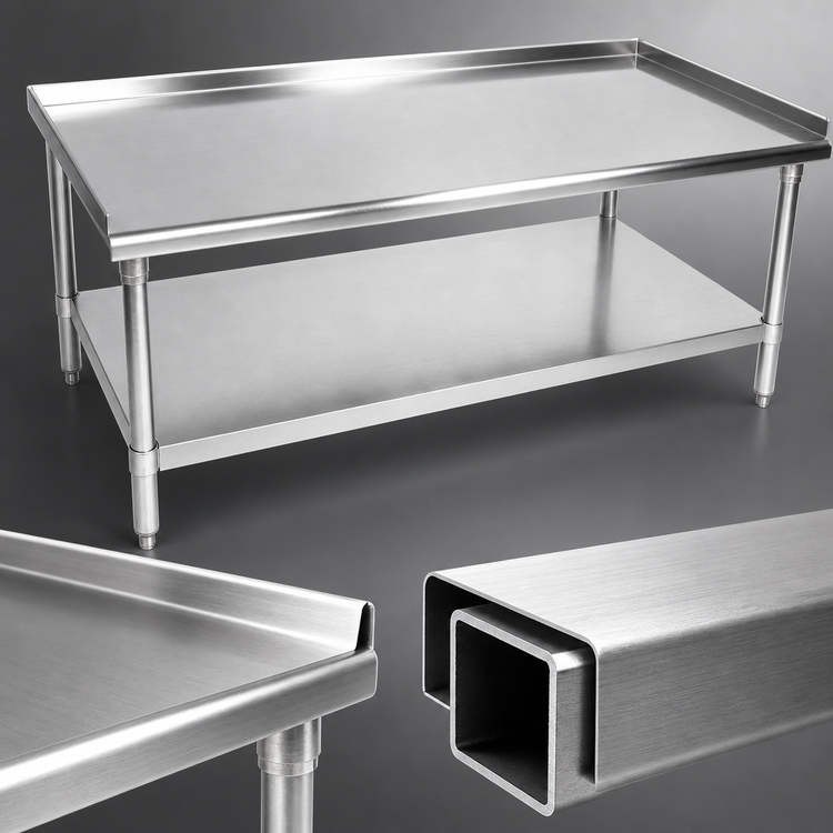 Product image #3 for BK Resources VETS-4830 Stainless Steel Top Equipment Stand, 49 x 30 x 26 Inches, Galvanized Legs & Undershelf