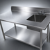 Thumbnail image #3 for John Boos 60-Inch 16-Gauge Stainless Steel Work Table With Right Prep Sink, Adjustable Undershelf and 5-Inch Backsplash