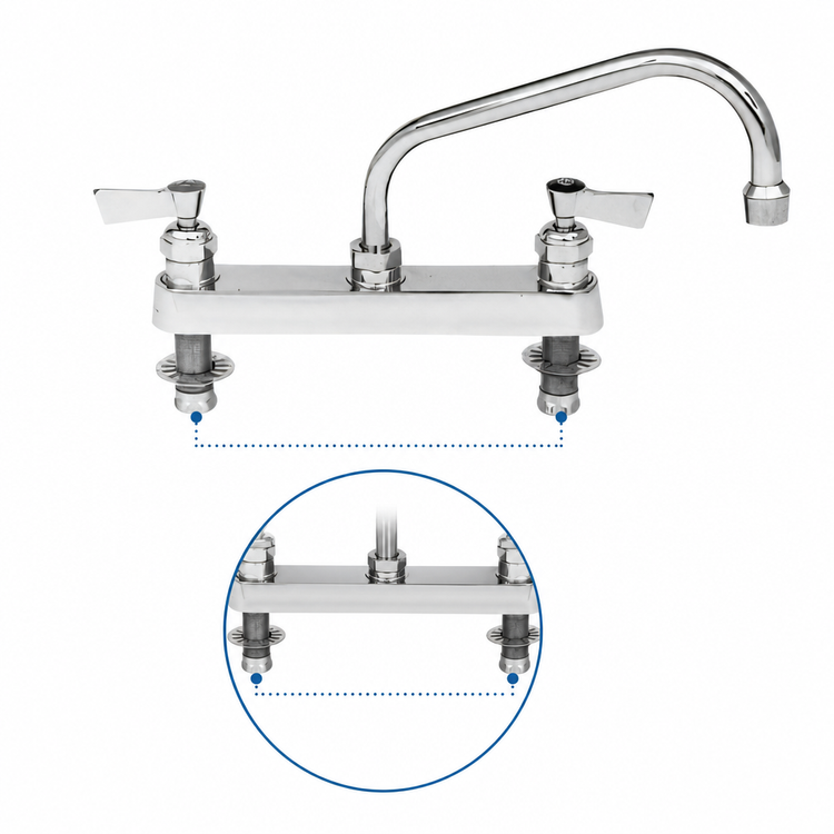 Product image #3 for Fisher Stainless Steel Deck-Mount Manual Faucet with 8-Inch Centers and 8-Inch Swing Spout