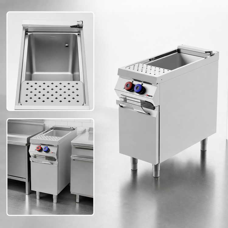 Product image #3 for Rosito Bisani CPE1 Electric Single-Tank Floor Model Pasta Cooker with Automatic Water Fill