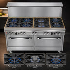 Thumbnail image #3 for Southbend (Middleby) Ultimate 4604CC-7L 60-Inch Commercial Gas Range with 8 Open Burners, 2 Cabinets and Hi-Shelf Backriser