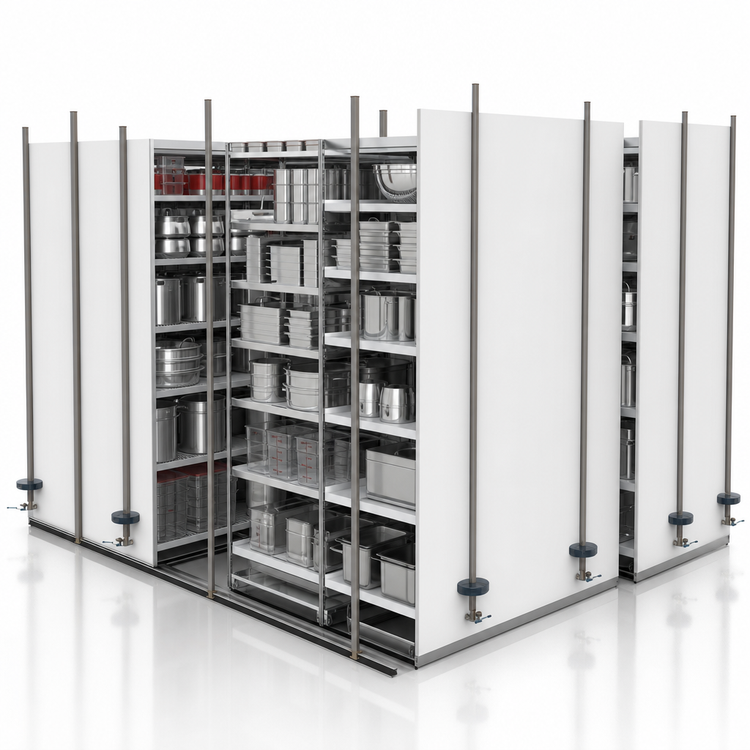 Product image #3 for Metro qwikTRAK High Density Track Shelving Stationary End Unit Kit with 74-Inch Posts