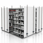 Thumbnail image #3 for Metro qwikTRAK BTEK4 High-Density Track Shelving Stationary End Unit Kit with (8) 74-Inch Posts, Gray Epoxy-Coated Finish