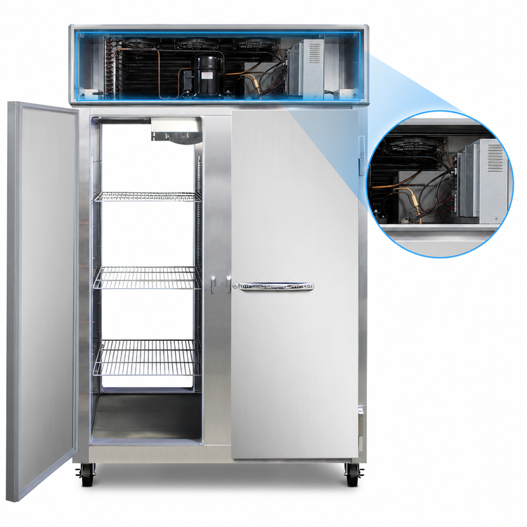 Product image #3 for Continental Refrigerator 2FNSSPT Two-Section Pass-Thru Reach-In Freezer with Stainless Steel Exterior & Interior
