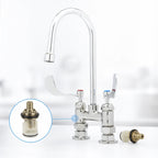 Thumbnail image #3 for T&S Brass B-0328-CR-VF05 Double-Handle Commercial Deck-Mount Mixing Faucet, 4-Inch Centers, 6-Inch Gooseneck, Ceramic Valves, 0.5 GPM