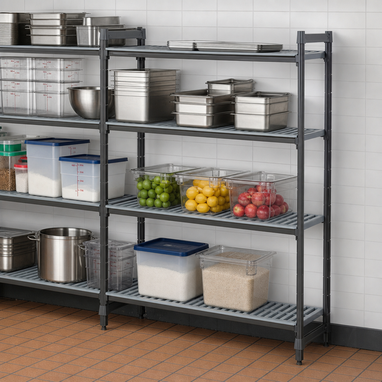Product image #3 for Cambro Camshelving Basics Plus 4-Shelf Add-On Polymer Shelving Unit, 36-Inch Wide x 24-Inch Deep x 64-Inch High, Brushed Graphite