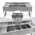Thumbnail image #4 for BK Resources Four-Compartment Underbar Sink with Left and Right Drainboards, 96-Inch Wide, 304 Stainless Steel