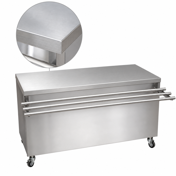 Product image #3 for BK Resources 72-Inch Solid Top Stainless Steel Serving Counter with Hinged Door, Lock, and Tray Shelf