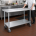 Thumbnail image #3 for Advance Tabco Special Value Series Mobile Flat-Top Stainless Steel Work Table with Adjustable Undershelf, 60 x 30 Inches