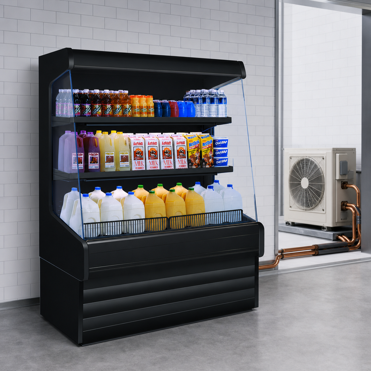 Product image #3 for Howard-McCray Ovation Series Dairy Open Merchandiser, 51-Inch Wide x 60-Inch High, 2-Tier LED Shelves, Remote Refrigeration, Black
