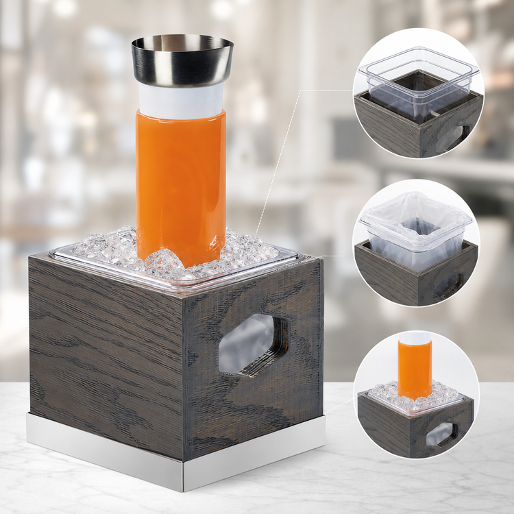 Product image #3 for Ashwood Square Oak Wood Ice Housing with Clear Polycarbonate Pan Insert and Liner