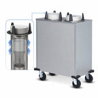 Thumbnail image #3 for Dinex DXPIDP3E1200 Mobile Enclosed Stainless Steel Unheated 3-Compartment Plate Dispenser for 12-Inch Round Plates