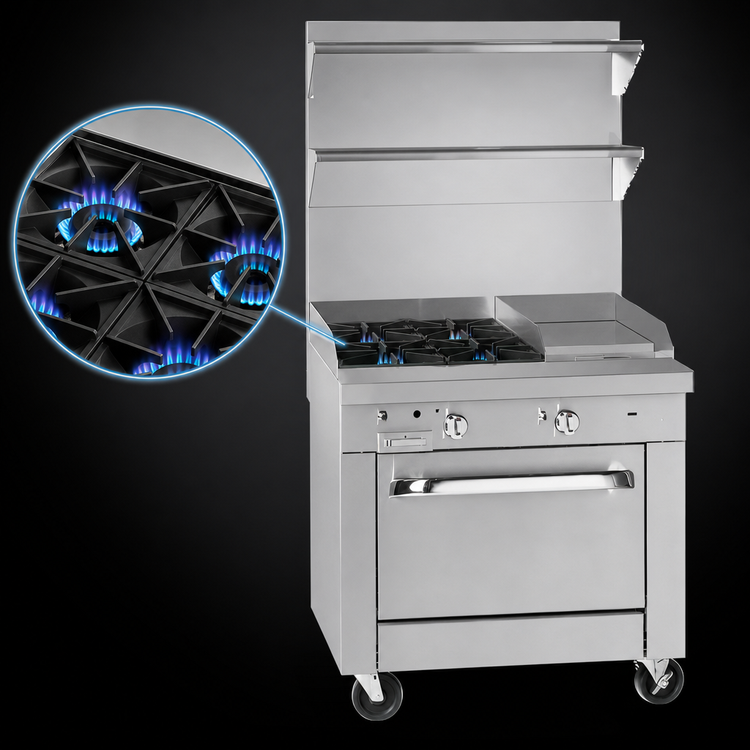 Product image #3 for Southbend Platinum P32A-XT Heavy Duty 32-Inch Gas Range with 2 Open Burners, 16-Inch Griddle, and Convection Oven