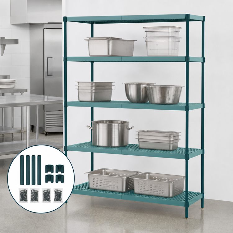 Product image #3 for Metro Super Erecta Pro Stationary Polymer Shelving Starter Unit, 24 in. x 60 in. x 63 in., 4 Shelves