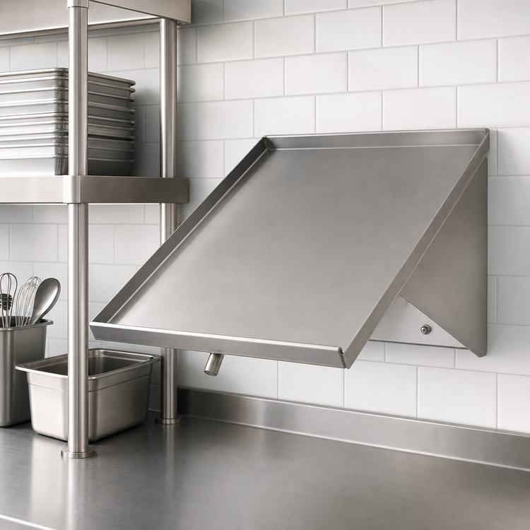 Product image #3 for John Boos 21-Inch Wall-Mounted Solid Stainless Steel Sorting Shelf, 1-Rack Capacity