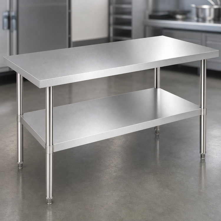 Product image #3 for 60-Inch x 30-Inch x 36-Inch Heavy-Duty 16-Gauge 430 Stainless Steel Work Table with Undershelf
