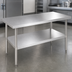 Thumbnail image #3 for 60-Inch x 30-Inch x 36-Inch Heavy-Duty 16-Gauge 430 Stainless Steel Work Table with Undershelf