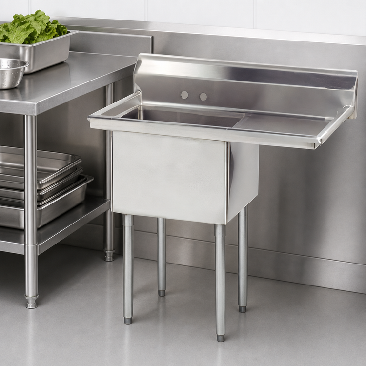 Product image #3 for Advance Tabco Special Value 1-Compartment Fabricated Sink with 18-Inch Right Drainboard