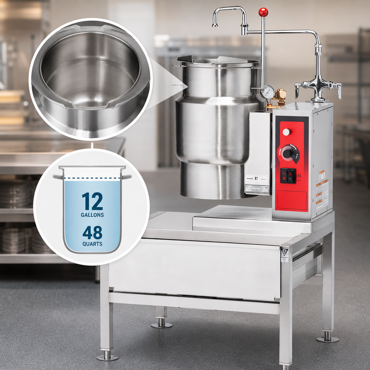 Product image #4 for Vulcan 12-Gallon Electric Countertop 2/3-Jacketed Tilting Kettle with 316 Stainless Steel Liner