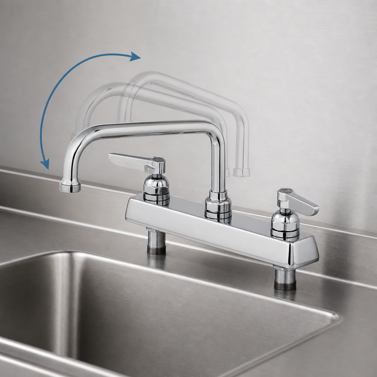 Product image #3 for T&S Brass B-1121-M 8" Deck-Mount Workboard Faucet with 8" Swing Nozzle and Lever Handles