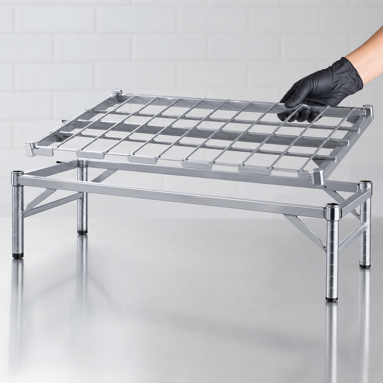 Product image #3 for Metro Super Erecta Chrome Dunnage Rack with Lift-Off Mat, 48 x 18 Inches, 1300 lb Capacity