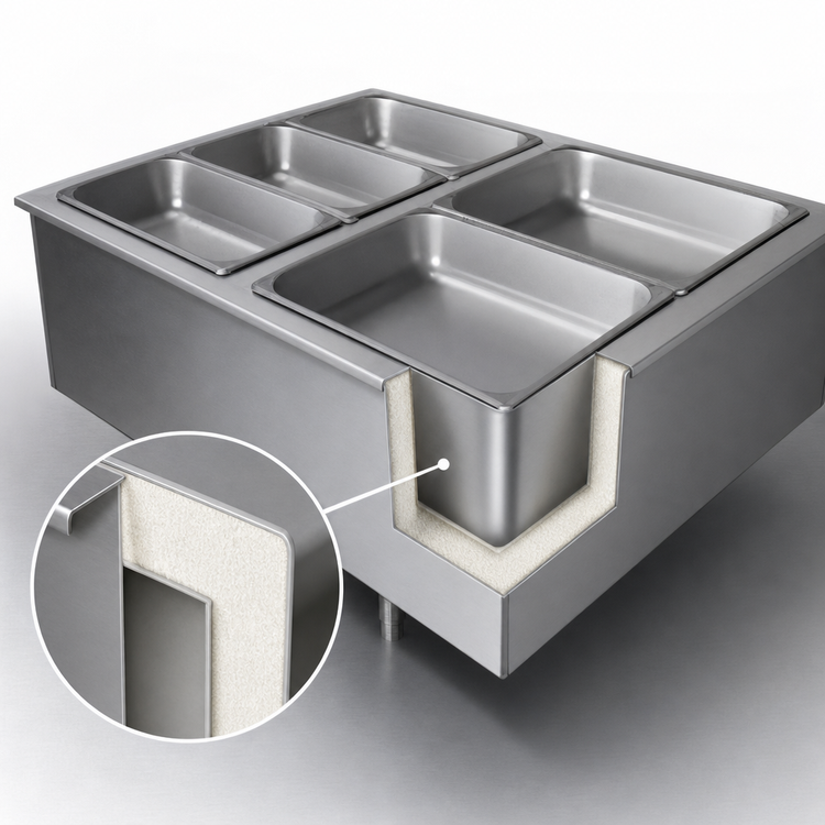 Product image #3 for Hatco Drop-In Modular Insulated Dry Heated Well with Drain, 3 Full-Size Pan Capacity
