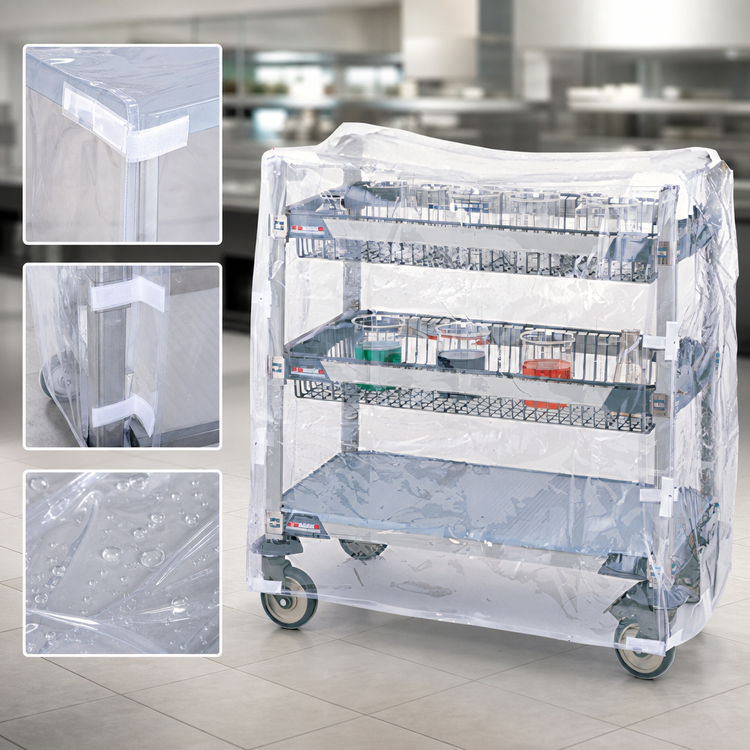 Product image #3 for MetroMax i Clear Vinyl Cart Cover with Velcro Fastener for Queen Mary and Banquet Carts