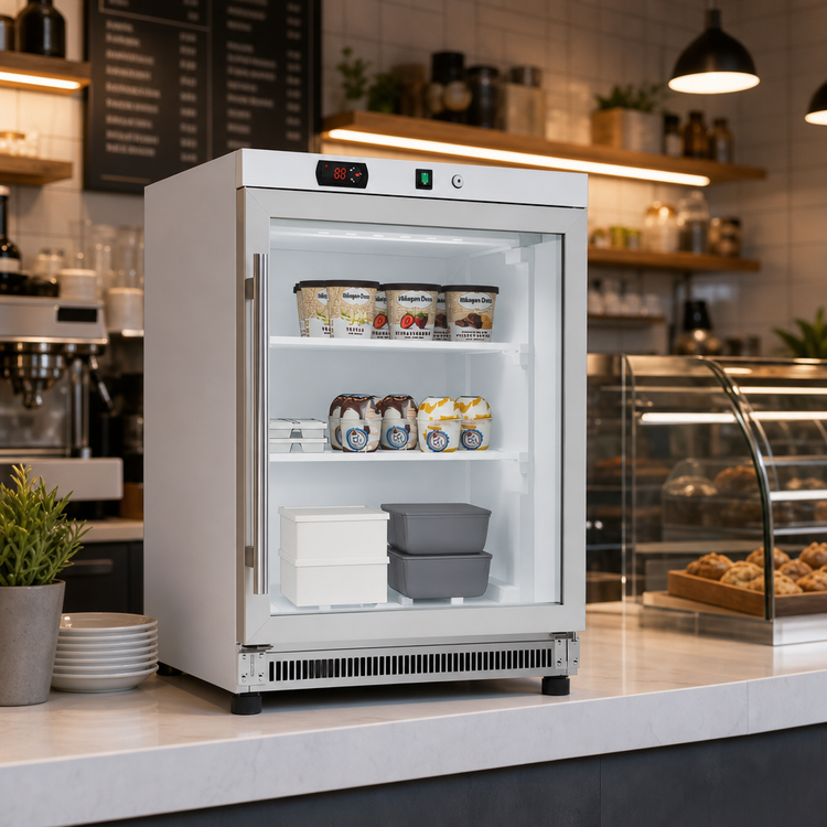 Product image #4 for KoolMore 24-Inch Countertop Display Freezer with Stainless Steel and Glass Door, 4.6 Cu. Ft., White