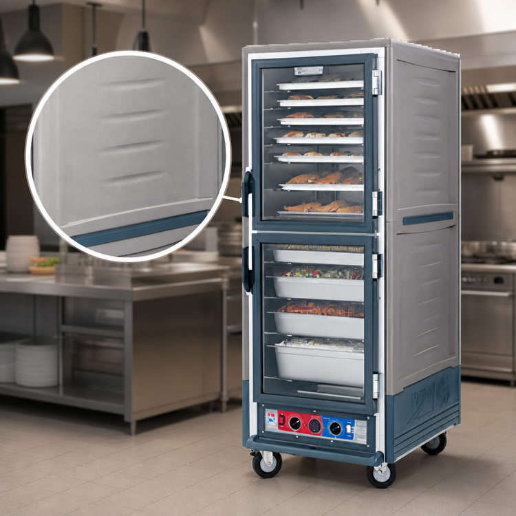 Product image #3 for Metro C5 3 Series Full Height Combination Heated Holding & Proofing Cabinet with Gray Insulation Armour, Dutch Clear Doors, Fixed Wire Slides