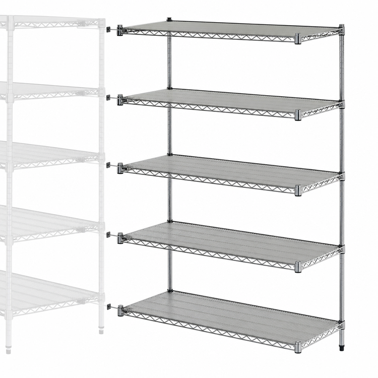 Product image #3 for Metro Super Erecta Super Adjustable Add-On Wire Shelving Unit, 24"W x 21"D x 74"H, Chrome Plated