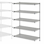 Thumbnail image #3 for Metro Super Erecta 5AA417C Super Adjustable Add-On Wire Shelving Unit, 24"W x 21"D x 74"H, 5 Shelves, Chrome-Plated