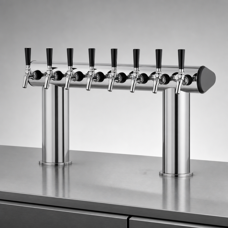Product image #3 for Perlick Winged Bridge Countertop Glycol-Cooled Draft Tower, 8-Faucet Capacity, Polished Chrome