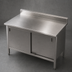 Thumbnail image #3 for John Boos Enclosed Base Work Table with Sliding Doors, 48 x 24 Inch 16-Gauge Stainless Steel Top, 5-Inch Backsplash