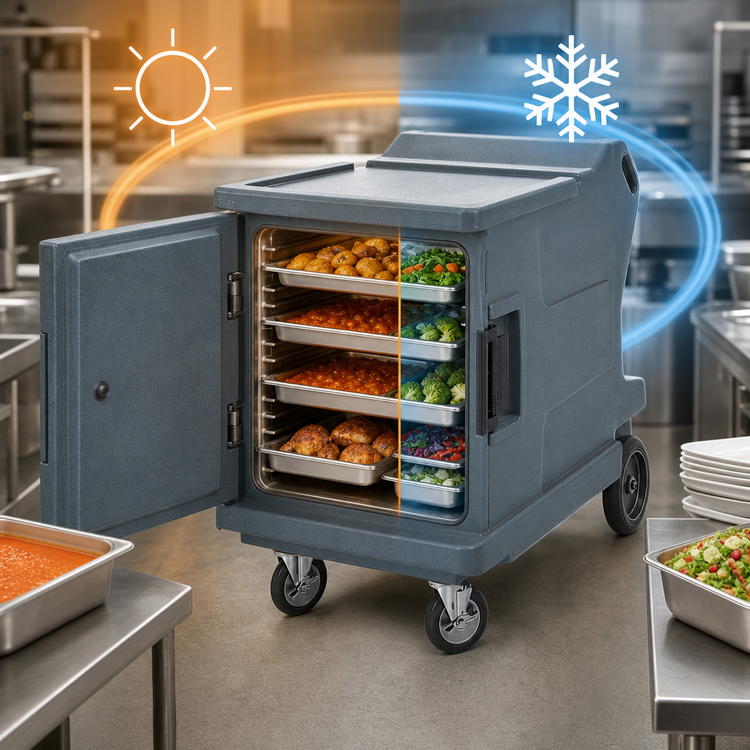 Product image #4 for Cambro Camtherm® Low Profile Electric Hot/Cold Holding Cart, Single Door, 11 Sheet Pan Capacity, Granite Gray