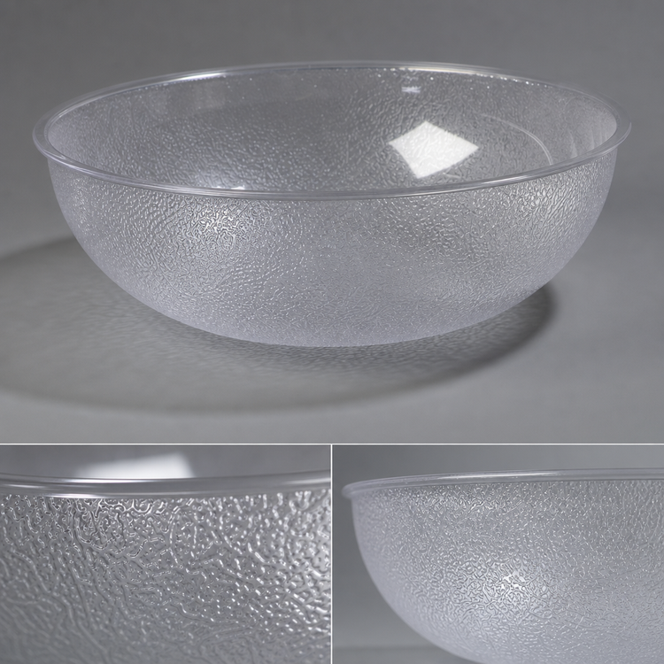Product image #4 for Carlisle 5.5 Qt Clear Round Polycarbonate Salad Bowl with Pebbled Exterior, 12 Inch